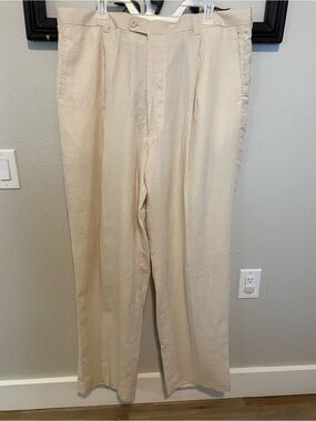 Vintage Inserch Men’s Beige Dress Pants 100% linen